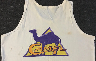 5WB671【90s】vintage CAMEL ロゴ　タバコ　タンクトップ Vtg 90s Camel Cigarettes Faded Distress Tank Top XL Smoking