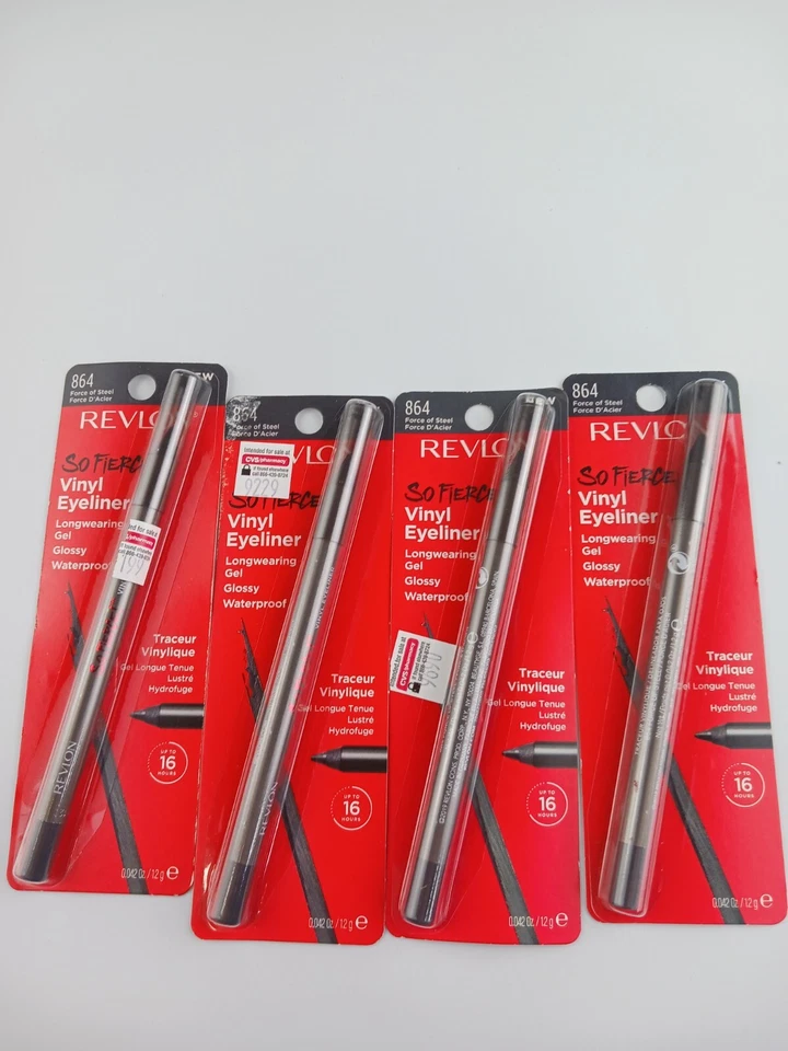 4 PACK REVLON VINYL EYELINER SMOOTH GLIDING GEL PENCIL 864 FORCE OF STEEL - Image 2 of 4