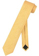 Vesuvio Napoli Narrow NeckTie Skinny Solid Metallic Color Men's 2.5 IN Gold