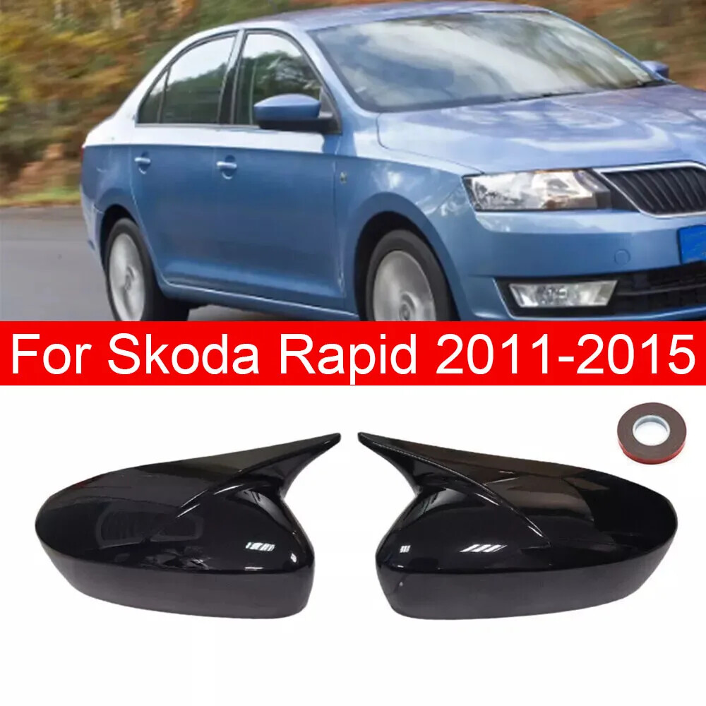 For Skoda Rapid 2011-2015 2x Rearview Side Mirror Cover Wing Cap Trim Add on