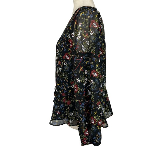 Top Madewell Mujer Pequeño Oscuro Floral Boho Transparente Volantes Hada Campesino Cachicho - Imagen 3 de 14