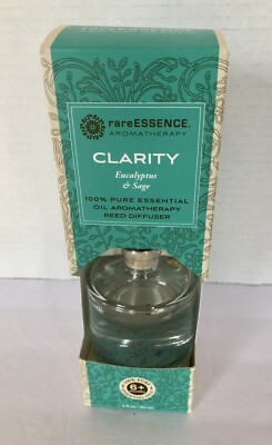 rareEssence CLARITY 100% Pure Essential Oil Reed Diffuser & Reeds 3oz - New