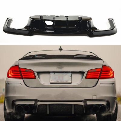 1pc Gloss Black Rear Bumper Diffuser Lip For 2012-2017 BMW 5 Series F10 MT Style