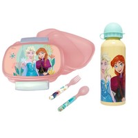 Disney Die EisköNigin Anna Elsa 4 Tlg Kinder Lunch Set Brotdose Alu-Trinkflasche