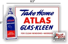 8.5" ATLAS GLAS-KLEEN WINDSHIELD SERVICE BOX DECAL GAS STATION STANDARD OIL