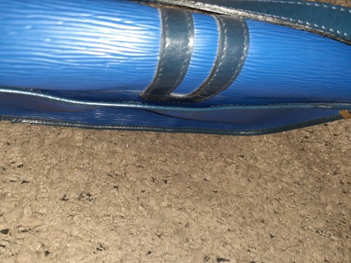 Vtg GUY LAROCHE-2 Tone Blue Textured Leather-Magnetic Flap-Cross/Shoulder Bag-EX - Picture 6 of 8