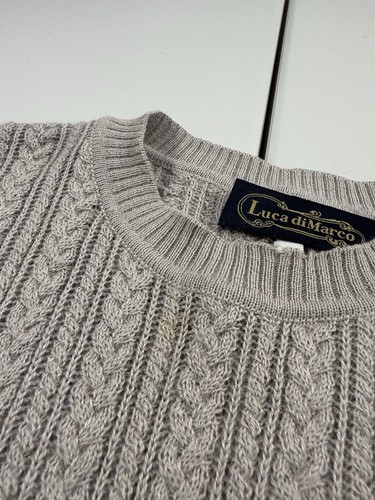 VTG Luca Di Marco Sweater Mens L Alpaca Silk Cable Fisherman Knit Soft Grunge - Picture 3 of 11