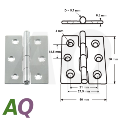CERNIERA MM.55X40 Materiale ACCIAIO INOX Dimensioni 55X40 MM - Foto 13