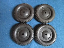 Set of 4 Vintage 2" Toy Truck Or Car Tires 15/32" wide 1/8" bore Solid Rubber