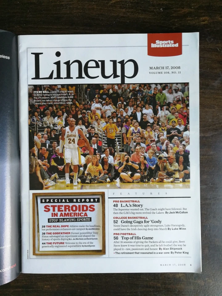 Sports Illustrated 17 de marzo de 2008 - Brett Favre - Baloncesto Notre Dame - 822 Foto 2 de 2