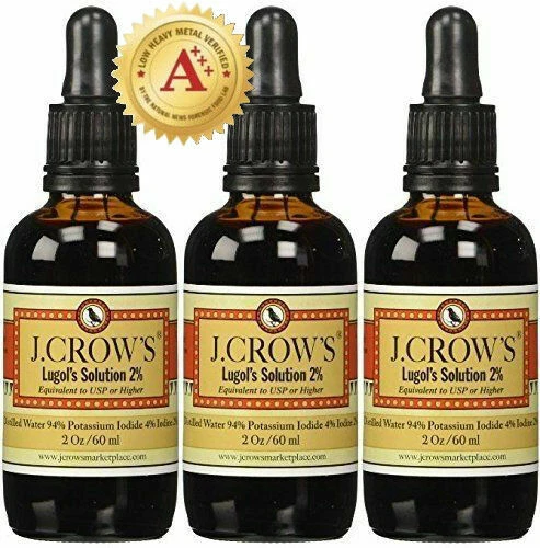 J.CROW'S® Lugol's Solution of Iodine 2% 2 oz Three Pack 3 Bottles - Picture 1 of 3