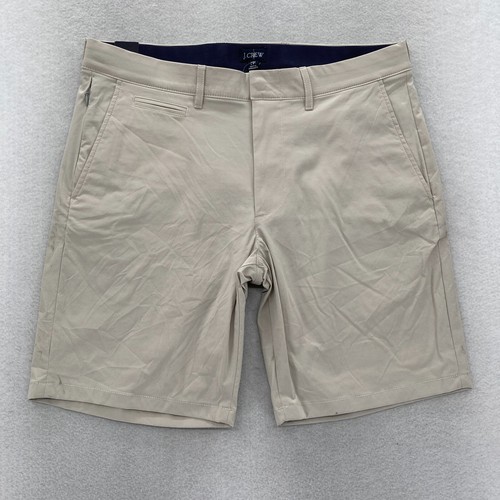 J.Crew Tech Shorts Herren 32 khaki beige Stretch feuchtigkeitsableitender Bund 7"