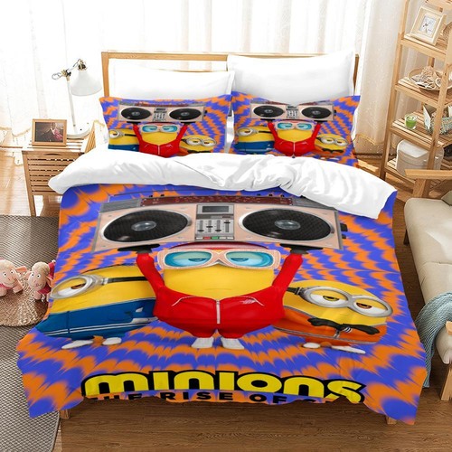 Gift Bed Set 2/3Pcs The Rise of Gru Minions Quilt Doona Cover Single Double Size - Picture 31 of 71
