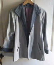 Vintage Jordache Grey Suede Jacket Front Pockets Purple Lining Shoulder Pads