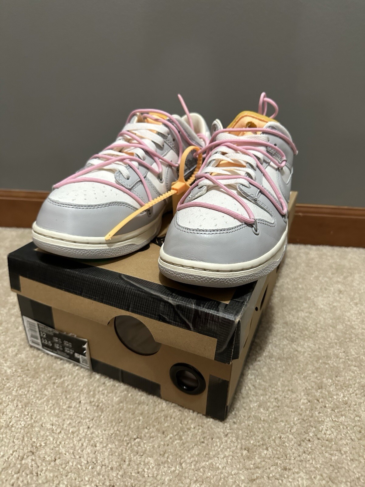 OFF WHITE X NIKE Taglia 12 Uomo Nike Off White x Dunk Low Lotto 09 di 50 Rosa Nuove 2021 DM1602 109