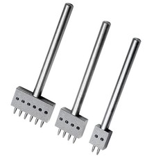 3PC 6mm Leather Prong Punch Set 2/4/6 Prong Row Round Hole Stitching Chisel DIY