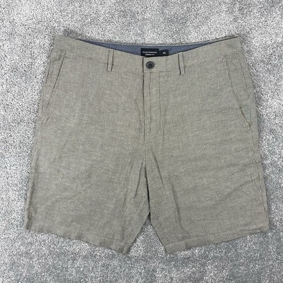 Club Monaco Shorts Mens 33 Gray Maddox Fit Chino 9'' Inseam Linen Blend