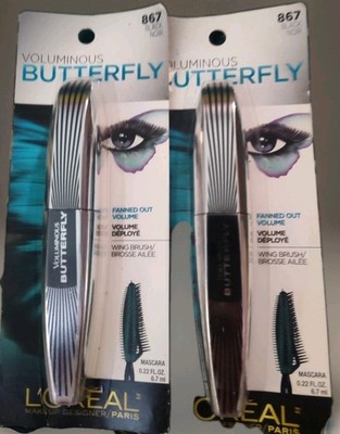 2 PACK L'Oreal Voluminous Butterfly Mascara 867 Black - New Sealed 