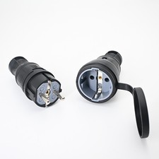 16A 250V IP54 Waterproof EU Rubber Socket Plug Connector with Cover DIY Cable