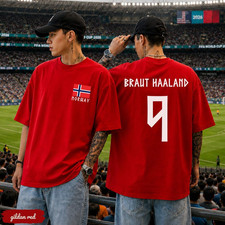 Retro Haaland 9 Norway Soccer Unisex Tee, Nor...