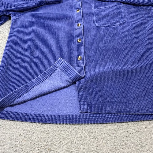 LL Bean Shirt Women's Sz Medium Blue Corduroy Wide Wale Long Sleeve Button Up - Picture 5 of 12
