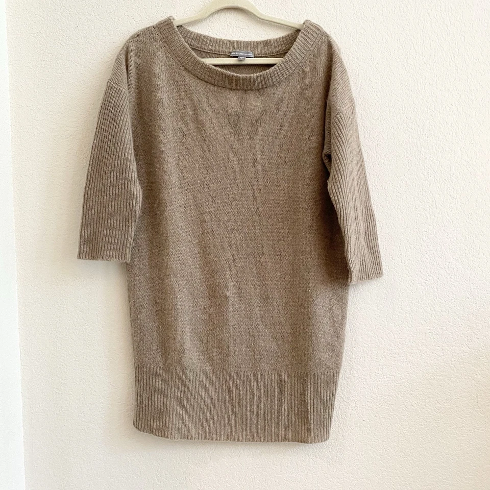 Suéter túnica James Perse 100 % cachemir longitud acanalada color tostado coyote talla L Foto 4 de 4
