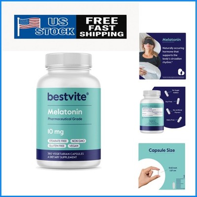 360  Melatonin 10mg Capsules - Pure Sleep Support, No Artificial Additives