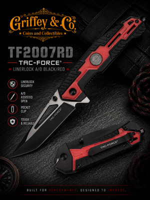 Tac Force - Linerlock A/O Black/Red - TF2007RD