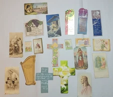 Vintage Religious Holy Cards Bookmarks Lot Crosses Prayer Cards Ephemera Antique