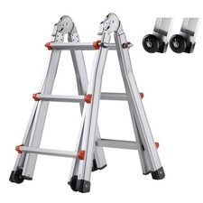 Telescoping Ladder A Frame,11 FT Compact Aluminum Extension Ladder,Multi-Funct