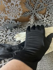 VTG 2pr Sheer Black  Ivory Woman  s Dress/Cocktail Gloves Sml/Med 10  Long