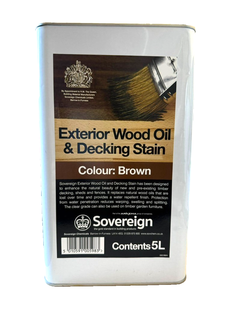 Sovereign Exterior Wood Oil & Decking Stain, Sheds & Fences Brown 5L