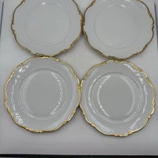 Mitterteich Bavaria Golden Lark Dinner Plates 10.5" Set Lot of 4 Made in Germany