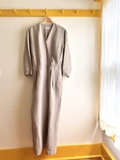 nest Robe Japan linen woven wrap coveralls workwear jumpsuit romper dress OS