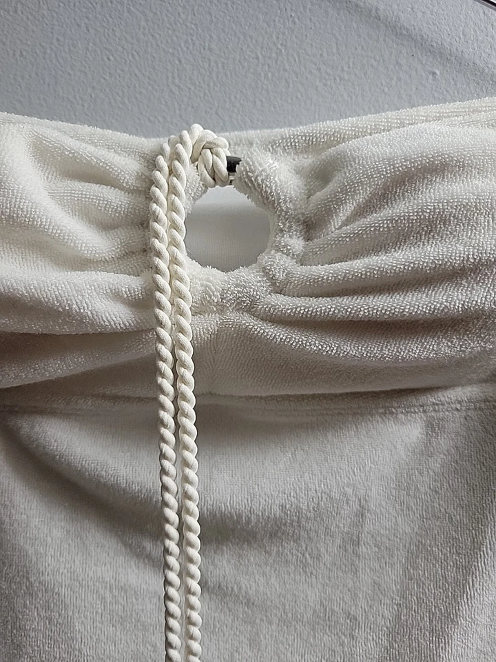 RALPH LAUREN Terry Cloth Swim Cover Up Mini Dress White Medium Black Label - Image 3 of 4