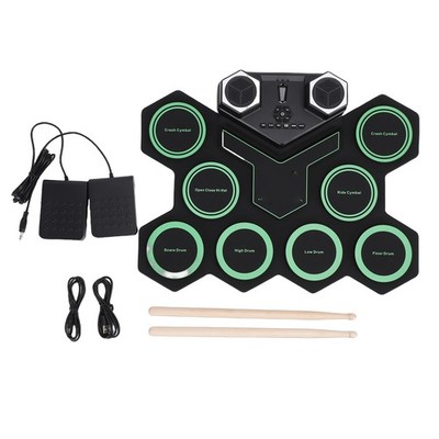Roll-Up-Schlagzeugset Mit Zwei Lautsprechern Drumsticks Und Pedalen