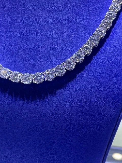 20Ct Lab Created Round Cut Diamond Womens Tennis Necklace 14K White Gold Plated
