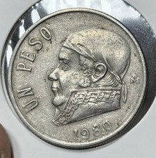 1980 Mexico 1 Peso One Open 8 Open 9 Scarce Variety