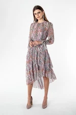 Zimermann Ninety-Six Asymmetric Silk Midi Dress Size 1 Multicolour