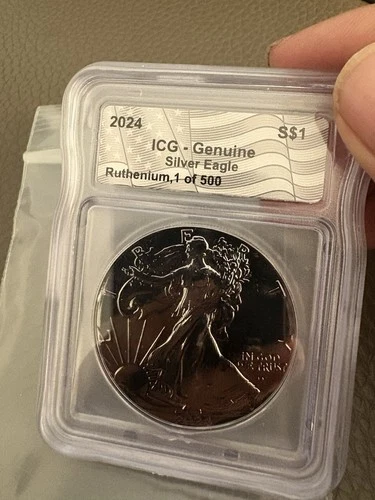 2024 1 $Black Ruthenium American Silver Eagle Star Privy Coin ICG BU, 1 of 500