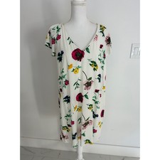 Old Navy Floral V-Neck Flutter Sleeve Shift Mini Dress White Pink Large