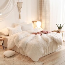 Fluffy Plush Shaggy Duvet Cover,Soft Fuzzy Comforter Set 1 Faux Fur Duvet Co...