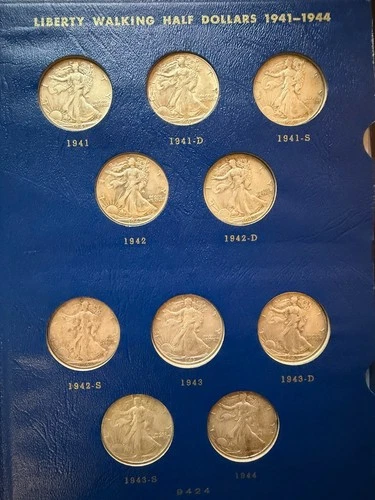 1941-1947 Liberty Walking Half Dollar Whitman album *Complete 20 coins*