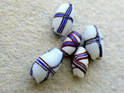 ANTIQUE 5 PCS MILK WHITE  PORCELAIN  GLASS TRADE BEADS  CROSS DESIGN DECOR — photo 6