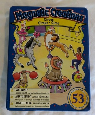 Magnetic Creations Circus Magnetic Set Tin Container Create Scenes wMagnets GUC