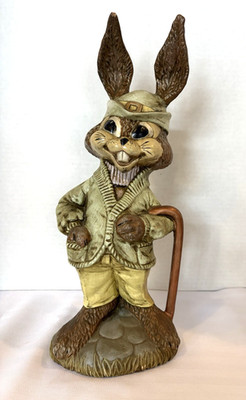 Vintage 1970s Hand Painted METAL Atlantic Mold Easter Bunny Rabbit  16.5'' Tall