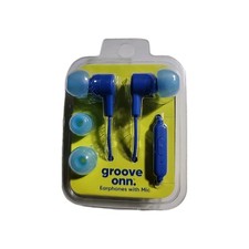 ELECTRONICS Groove Onn Blue earbuds headphones with Microphone w/ 3 tips NEW