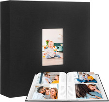 240 Pocket 4x6 Photo Album with Memo Areas and DIY Linen Cover Black 