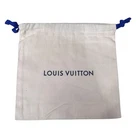 Authentic 8x8 Louis Vuitton Beige Drawstring Dust Bag Storage Blue Ties 8” X 8”