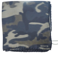 NWT TOM FORD Green Camouflage Silk Pocket Square Italy 15.5"